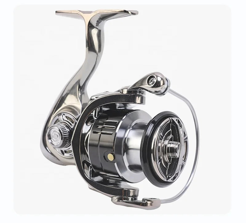 Good Quality Zinc Alloy Gear Disc Reel Spinning Silver Stream Reels Fishing Wheel 7+1 Ball Bearings 5.5:1 Fishing Spinning Reels MegaBDM