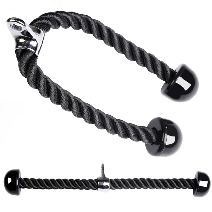 SP Tricep Rope (Nylon Black) Abdominal Crunches Cable Pull Down Lateral Biceps Muscle Training Fitness Body Building Home Gym