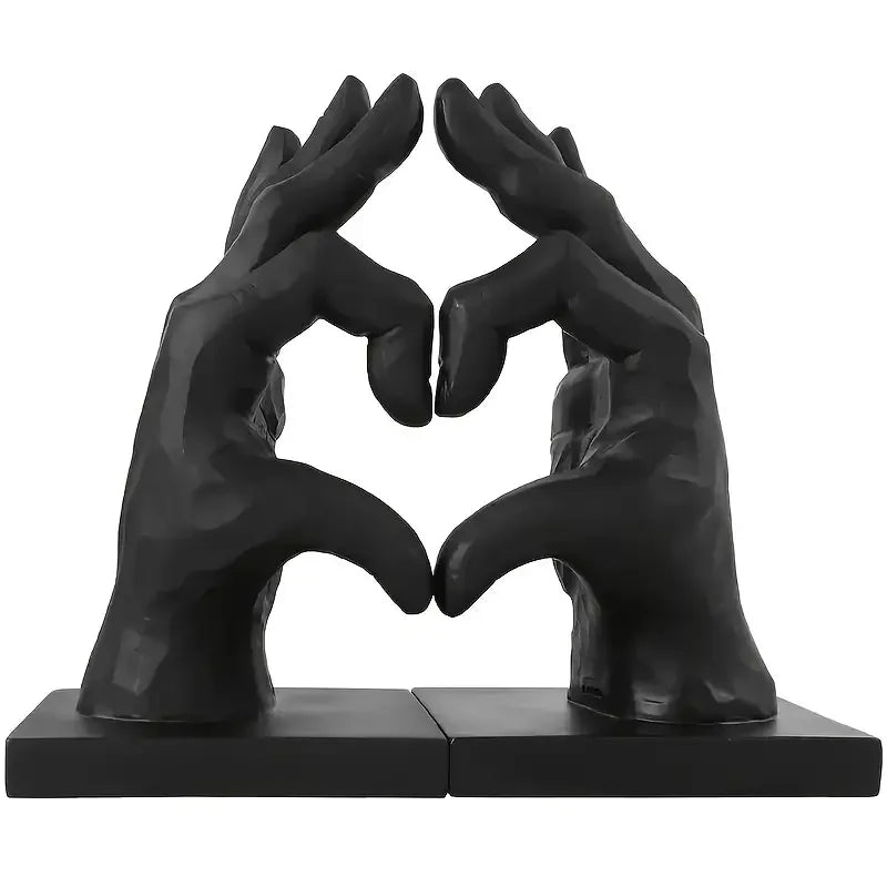 Resin Hand-themed Book Supports Romantic Heart Structure & Artistic Detail Hand-painted Home Office Decorative Literary Accent