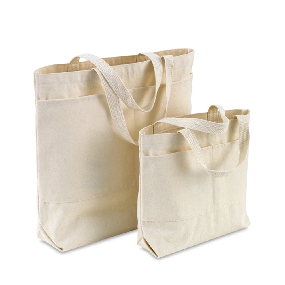 New Wholesale E Bolsa De Compras Grande Eco Organic Canvas Tote Canvas Tote Bag With Pocket