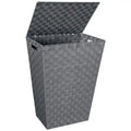 Living Room Hand Woven Strap Hamper Customized Nylon Dustproof Moistureproof Laundry Bin Square in Dark Grey