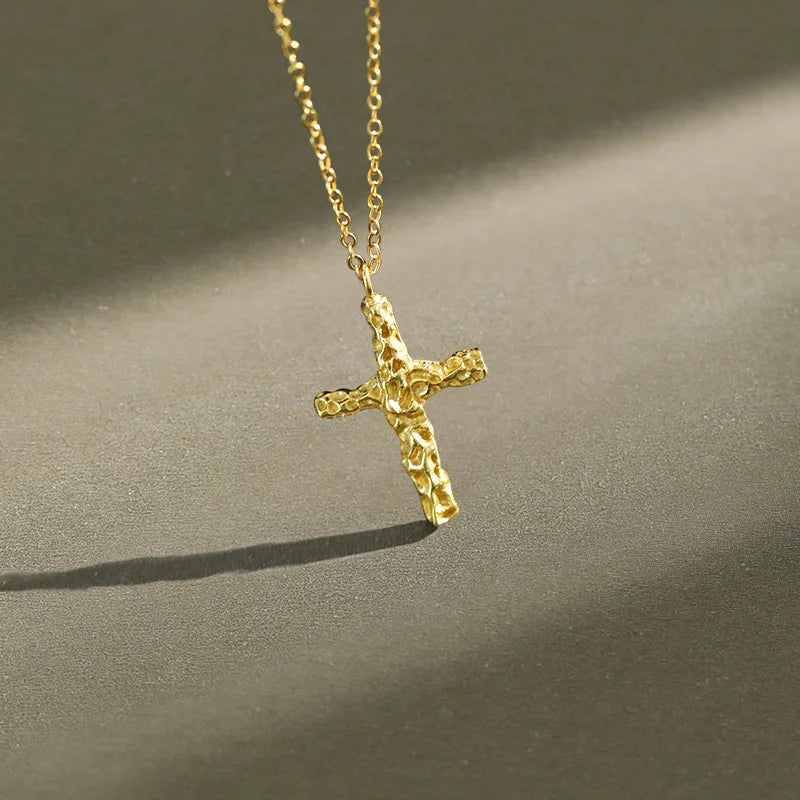 S925 Sterling Silver Melted Cross Cool Men Necklace Designer Couple 18K Gold Necklace Lover Fine Jewelry Necklace for Women Gift