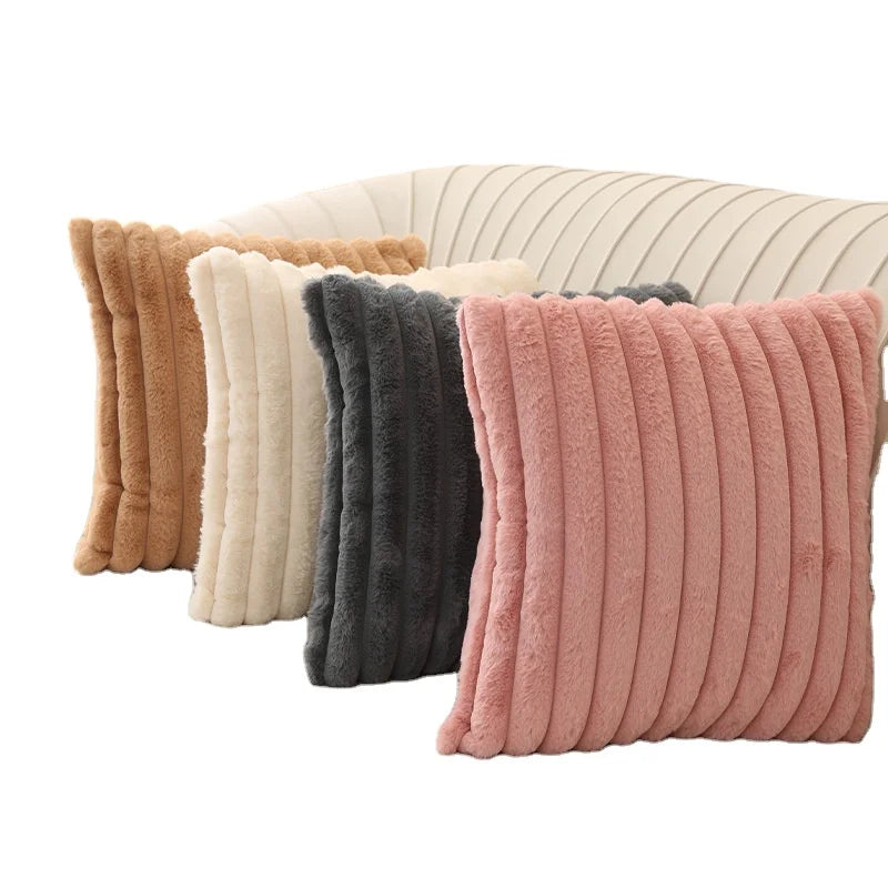 Sample Support Custom Cotton Faux Fur Throw Pillow Cover Rabbit Fur Fluffy Pillow Case Cushion Cover
