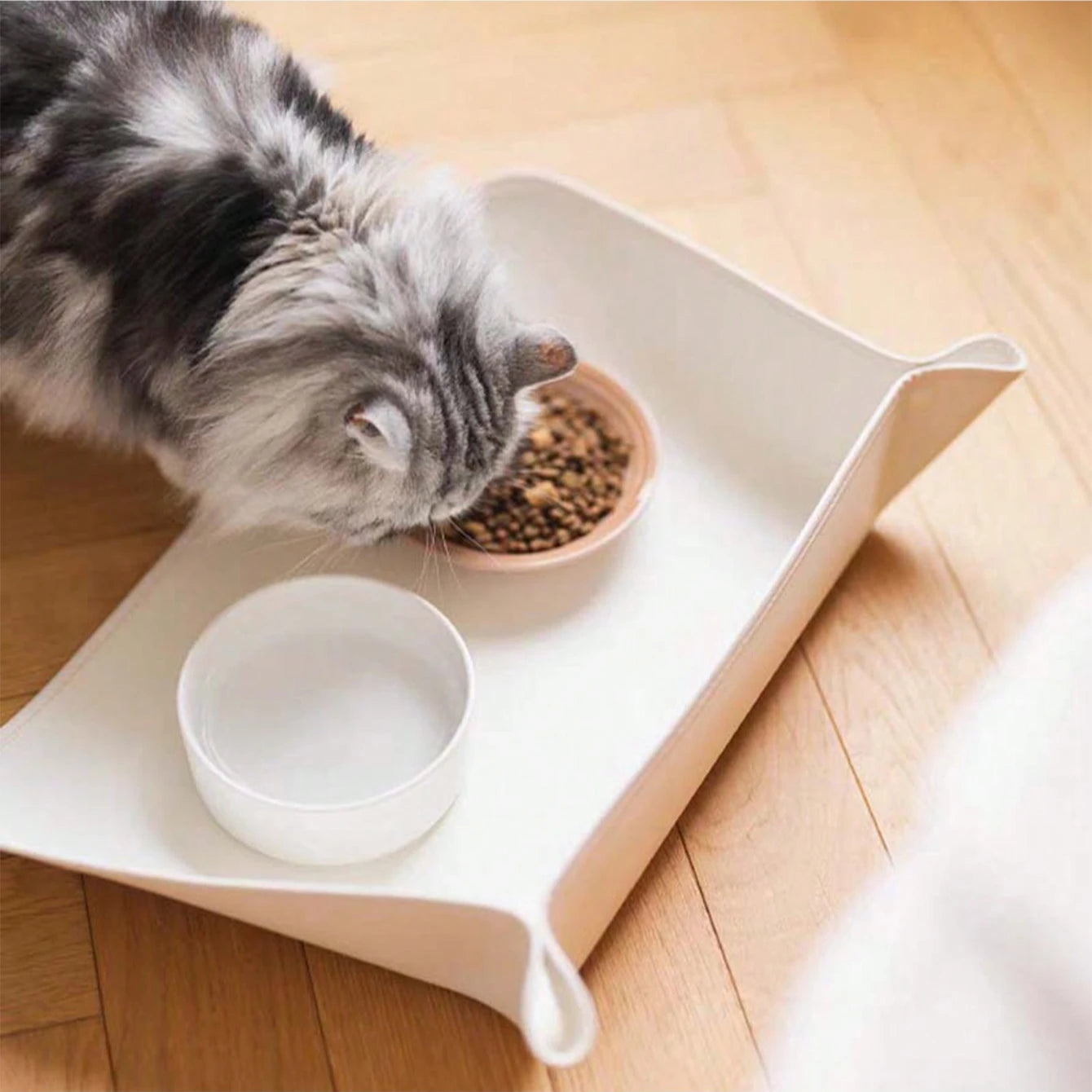 Portable Dog and Cat Food Bowl Mat Half-Wrapped Knitted Felt Waterproof Anti-Oil Easy to Clean Cat Water Fountain Mat