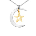 Wholesale 2 Tone Moon and Star Pendant Necklace Trendy Stainless Steel Geometric Link Chain for Anniversary