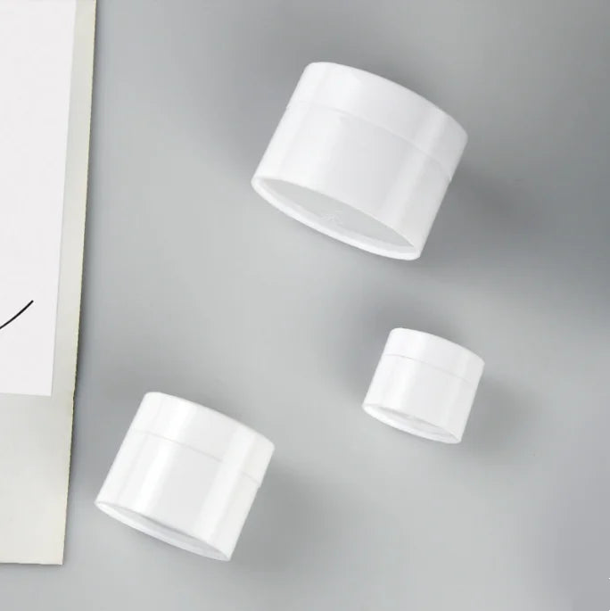 Empty Double Wall Skincare Cosmetic Packaging 30g 50g 80g Silk Screen Black logo Bright White PP Plastic Cream Jar