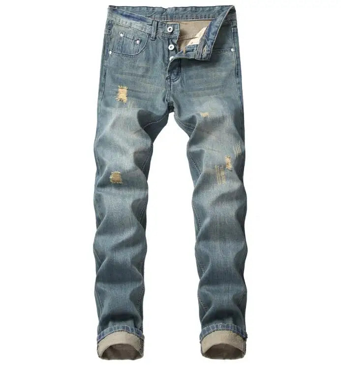 Hot Sales Men's Jeans Skinny Denim Patch Slim Pencil Pants Ripped Straight Leg Jeans Men Stylish Clothing