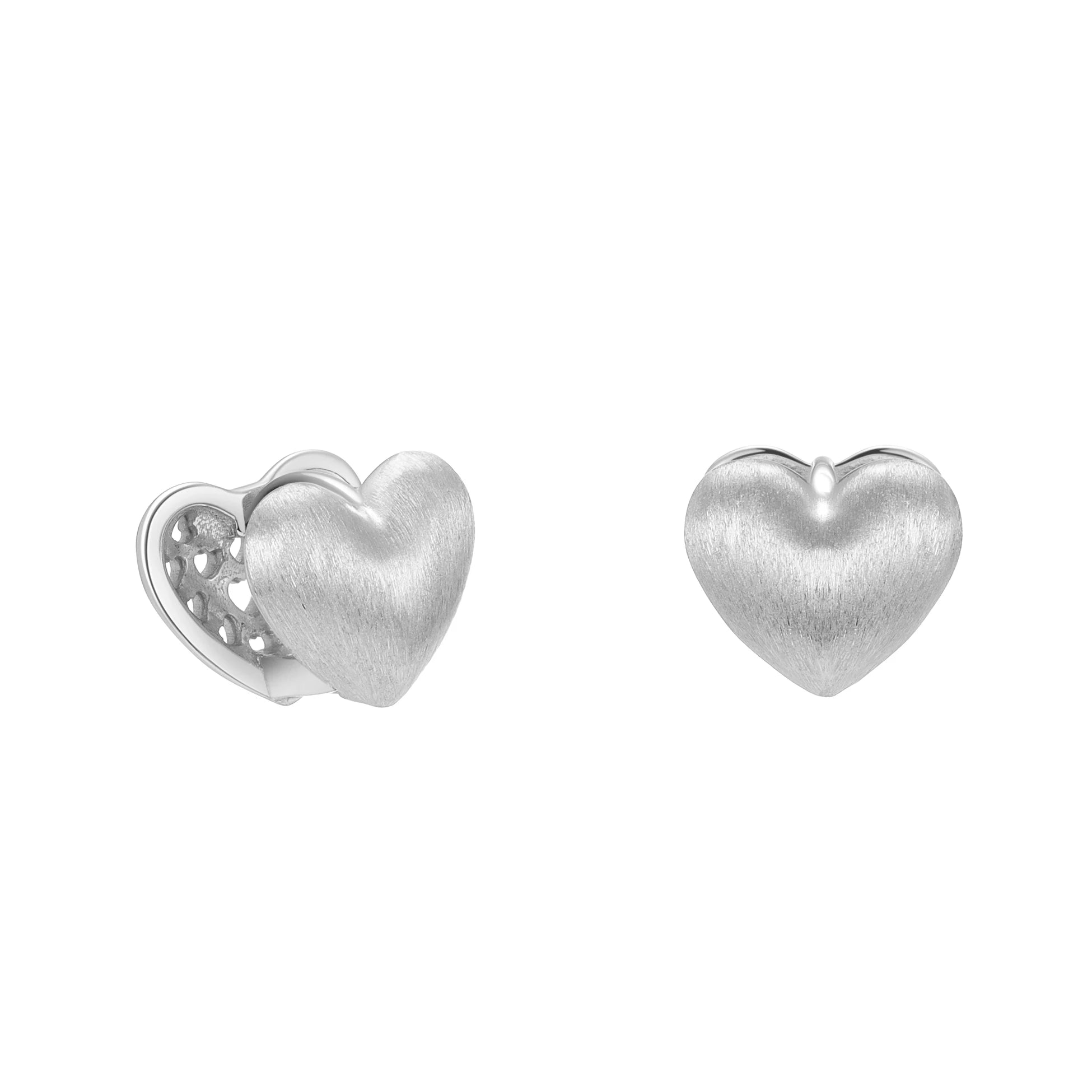Love Earrings 925 Sterling Silver Earrings Double Matte Heart Hollow Hoops Chunky Huggie for Women Fine Jewelry Wholesale