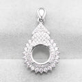 Sterling Silver 9*9mm Semi Mount Pendant Empty Frame Blank Support Setting S925 Base Holder Without Center Stone for DIY Inlay
