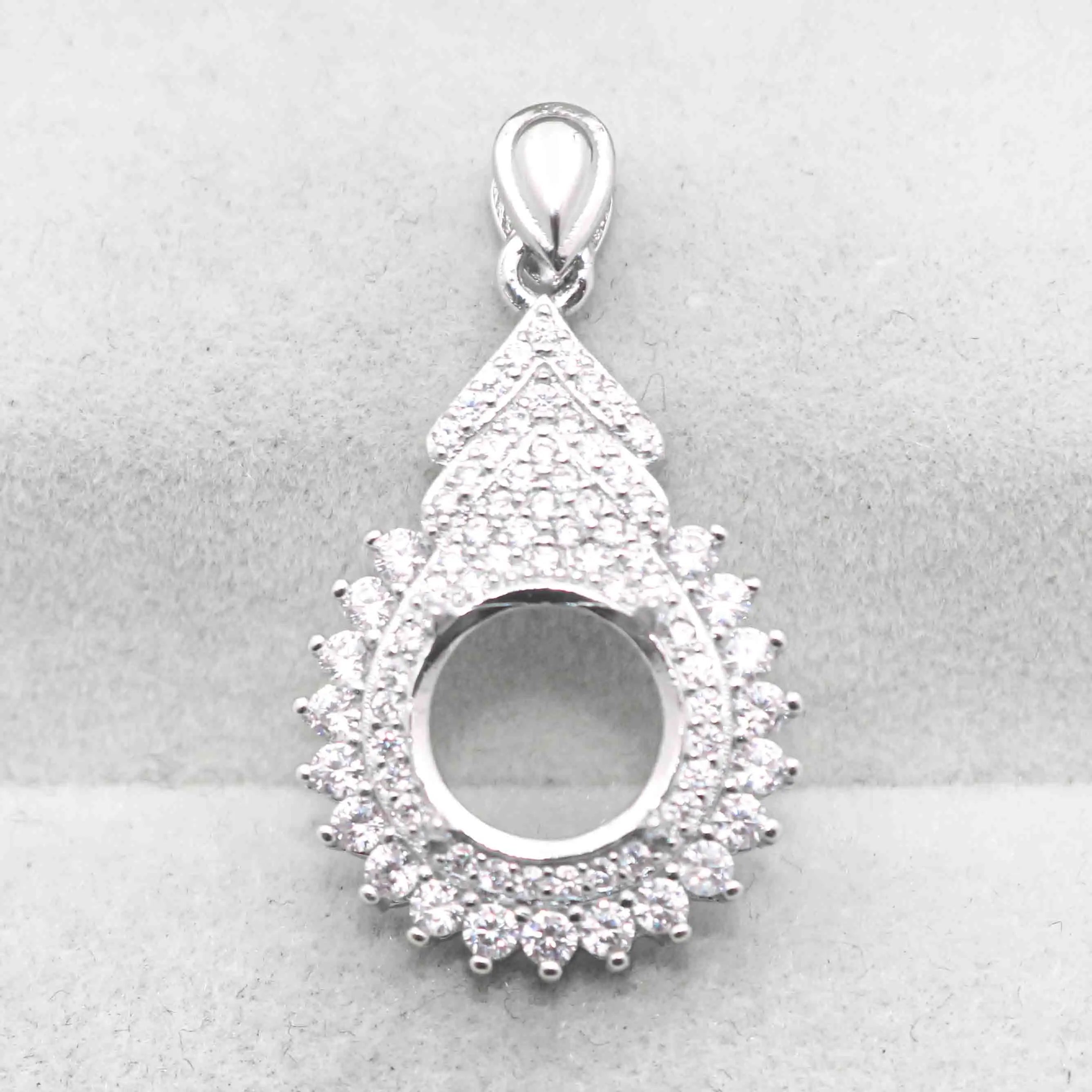 Sterling Silver 9*9mm Semi Mount Pendant Empty Frame Blank Support Setting S925 Base Holder Without Center Stone for DIY Inlay