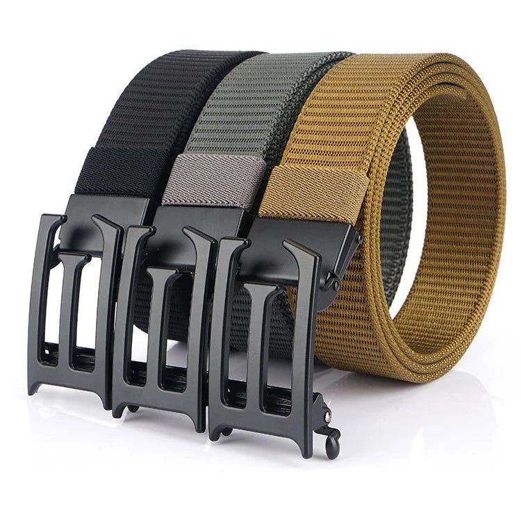 Breathable Nylon Canvas Tactical Men Casual Waist Belt  1.25 Inch Nylon Belts with Automatic Slide Buckle