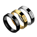 BINSHUO Wholesale Gold Plated Stainless Steel Ring 6mm Double Beveled Brushed Custom Engrave Name Couple Ring for Women Men