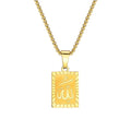 Popular Personalized Jewelry Cion Allah Necklace Gold Plated Stainless Steel square Allah Pendant Necklace