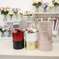 Stock High Quality Metal Paper Round Box Flower Bucket Box 3 Pcs Set  Flower Gift Box Recycled Material for Valentine's Day