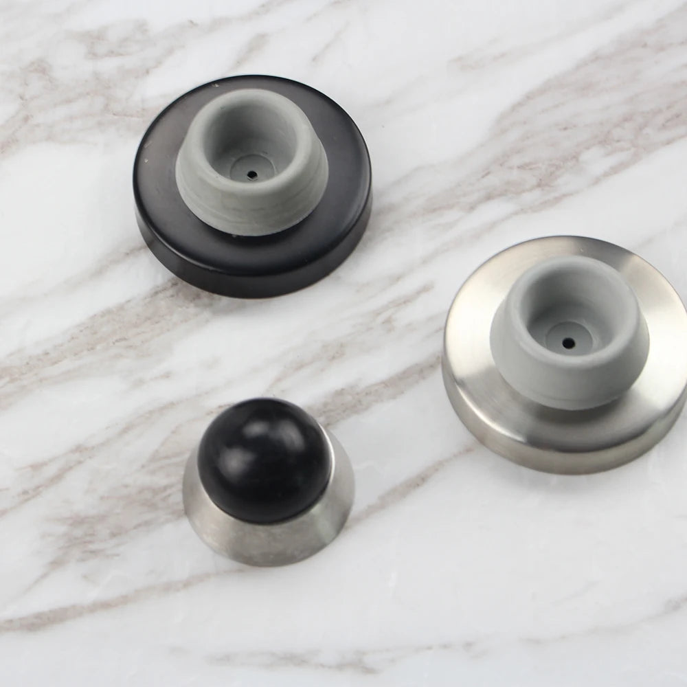 Modern Style Round Anti-collision Door Stops Wall Mounting Stainless Steel Door Stopper with Rubber