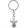 Gold Silver Tone Guardian Angel Charm Keychain Key Ring Accessory for Arts and DIY Crafts Party