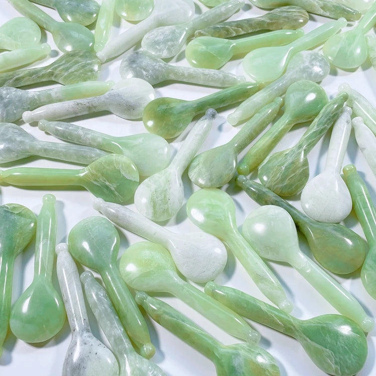Huiying Natural green xiuyan Jade Stone Guasha Board Plate Scraping Massage Tool