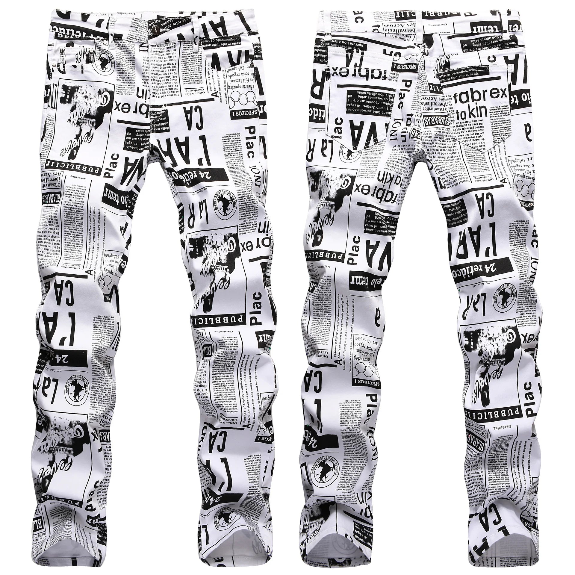 AeeDenim Wholesale OEM Night Club Hot Style Irregular Personality Printed Jeans Men's Painted Casual Slim Trendy Denim Jeans