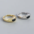 Fashion Jewelry 925 Sterling Silver Rings Geometric Ellipse Gold Plated Adjustable Ring Women Jewelry