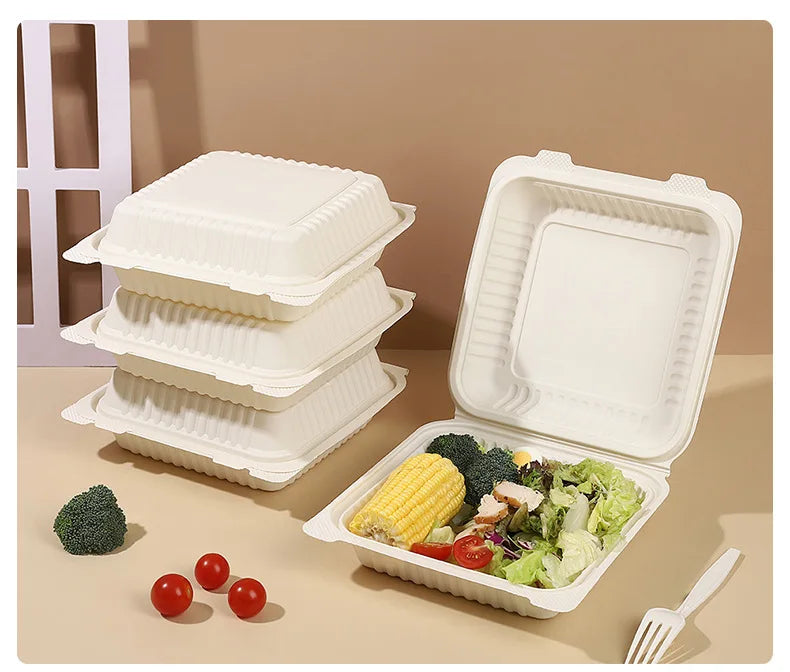 Custom Logo Biodegradable Disposable Cornstarch Food Container  Lunch Box for Restaurant
