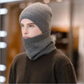 Winter Elastic Crochet Suit Knitted Beanie Scarf Set Soft Warm Lining Knitted Hats Scarf Set for Men Women