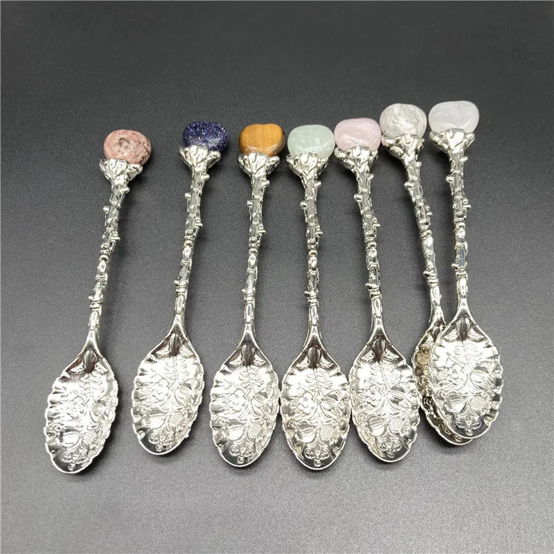 Beautiful Natural Raw Healing Crystal Quartz Stone Cutlery Spoons Crafts Best Gifts Jewelry for Women Girls