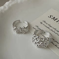 Vintage Multi-layer Handmade Ball Open Adjustable 925 Sterling Silver Ring for Women Gifts MegaBDM