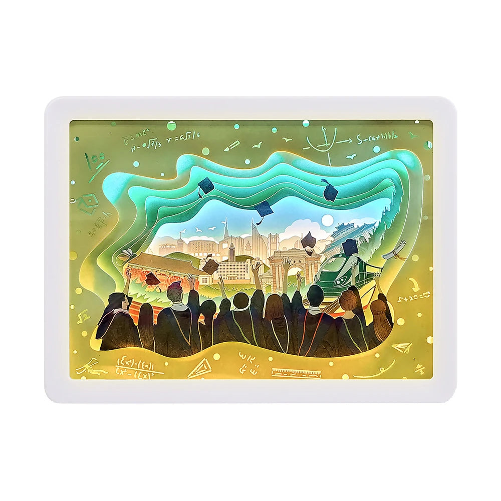 Graduation Gifts Souvenir Custom Picture Frame Shadow Box Light 3D LED Lamp With Card School Supplies for Students