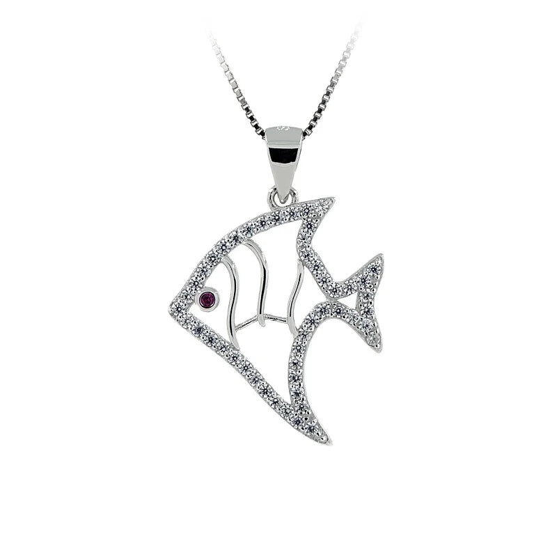 Fashion Fine Pendant Necklace Sterling Silver Sealife Marlin Fish with Antique and Larimar Jewelry