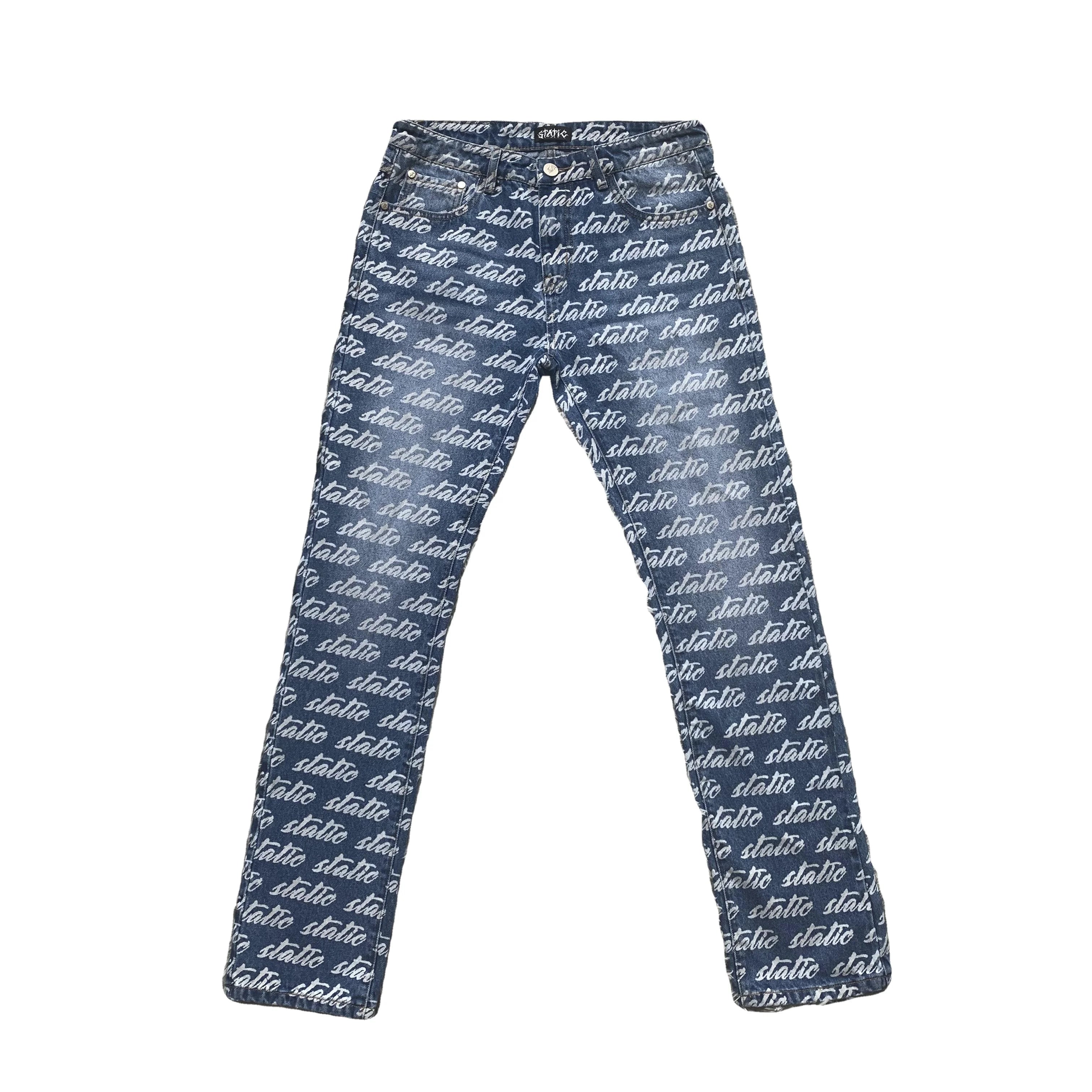 DENIMGUYS Custom Discharged Print Mens Street Casual Straight Skinny Jeans