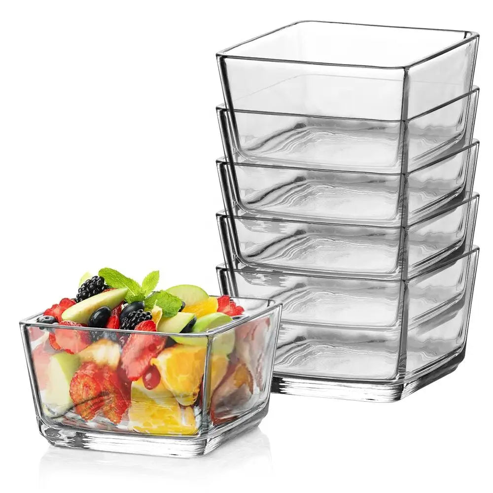 Clear Salad Ice Cream Dessert Bowl Mini Prep Bowls Square Shape Glass Serving Bowl