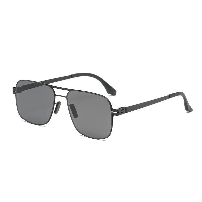 JY100 Korean Style Retro Sunglasses for Women Square Metal Frame UV400 Polarized Sun Protection GM Glass Trendy Driving Shades