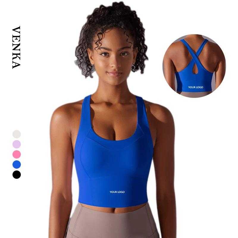 Factory Wholesale Women High Strength Fitness Wear U Neck Beautiful Back Crop High Impact Sports Workout Yoga Sports Bra