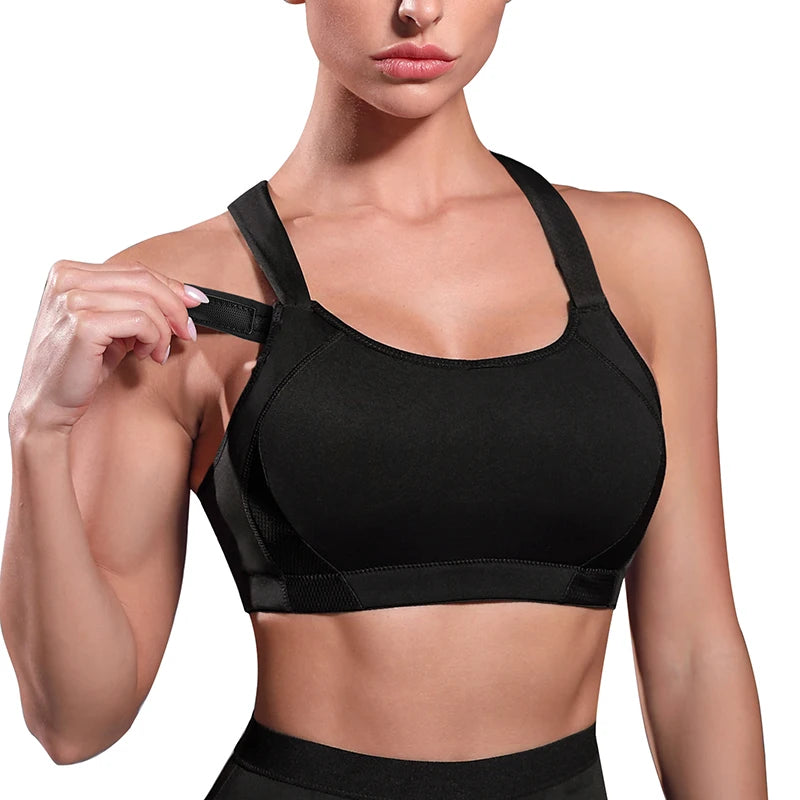 Wholesale Custom Logo Women Fitness Stretchy Adjustable Racerback Bra High Impact Yoga Sport Bras