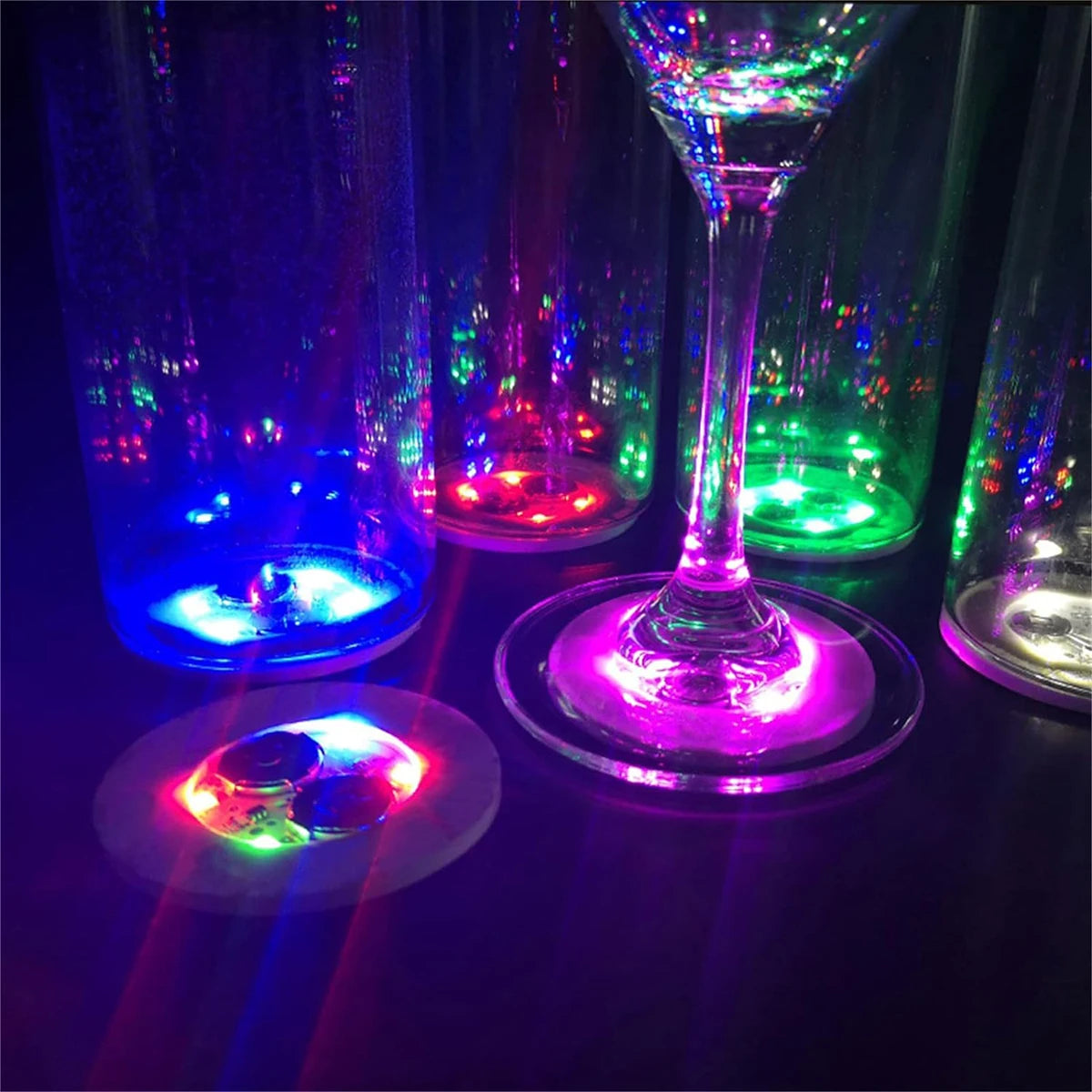 Nightclubs Parties LED Light Glass Cups EVA Stickers Bottle Pads Beer Drink Wedding Coasters Romantic Style Customizable