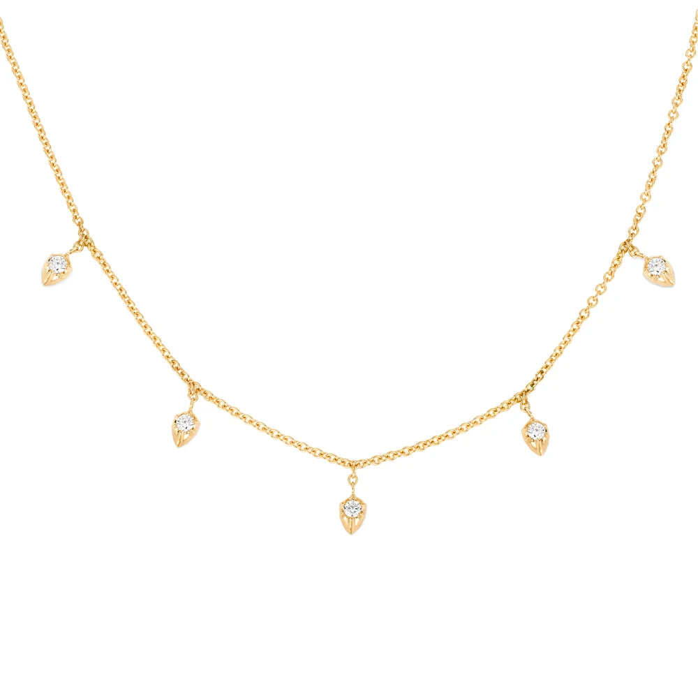 Wholesales 18K Gold Plated Teardrop Charm White Cubic Zircon 925 Sterling Silver Choker Pendant Necklaces