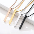 2025 Fashion Stainless Steel Blank Necklaces High Polished Gold Plating Bar Pendant Custom Logo Name Engraving Necklace for Men