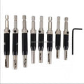 8pcs Black Oxide Self Centering Lock Hinge Drill Bit Set Hardware Drawer Pilot Hole Guides