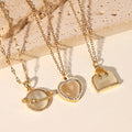 Luxury Natural Opal Heart Pendant Stainless Steel Planet Necklace for Women 18K Gold Plated Charm Chic Jewelry