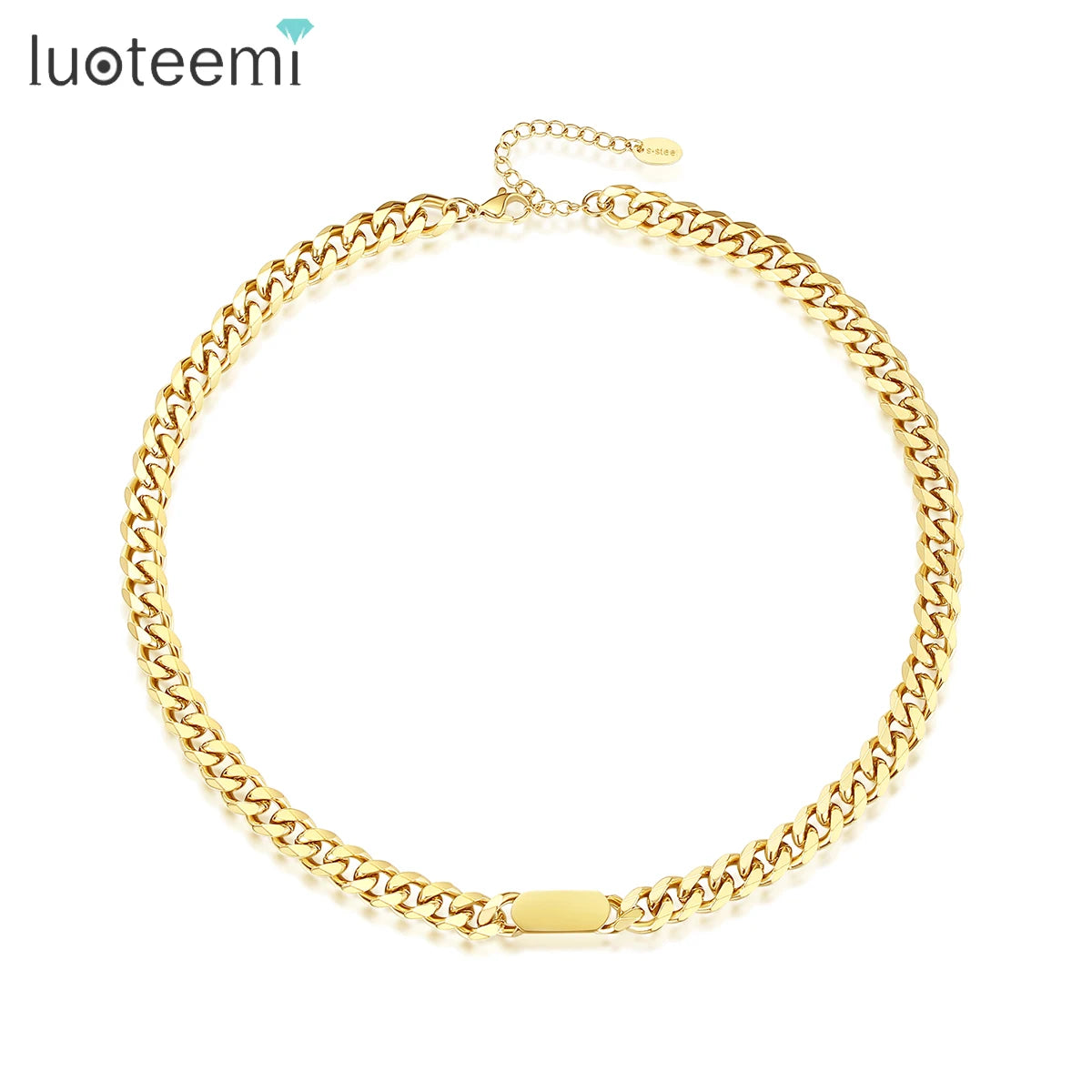 SP-LAM Cuban Link Chain Jewellery Fashion Luxury Gold Plated Jewelry Stainless Steel Necklace Woman MegaBDM