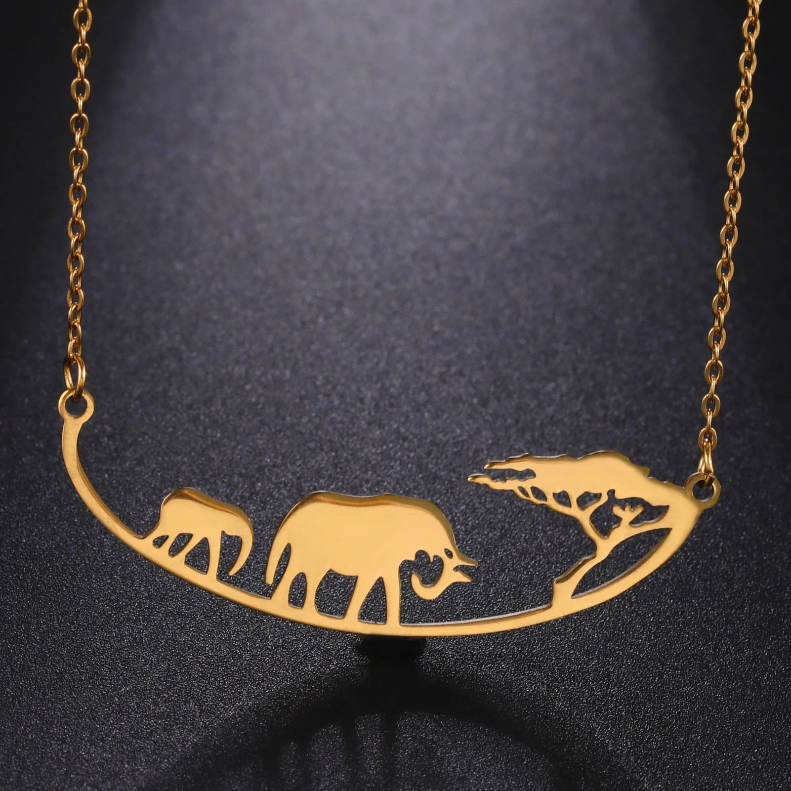 Myshape Mother Kid Elephant Necklace for Women New in Stainless Steel Jewelry Animal Pendant Necklace Anniversary Valentine Gift