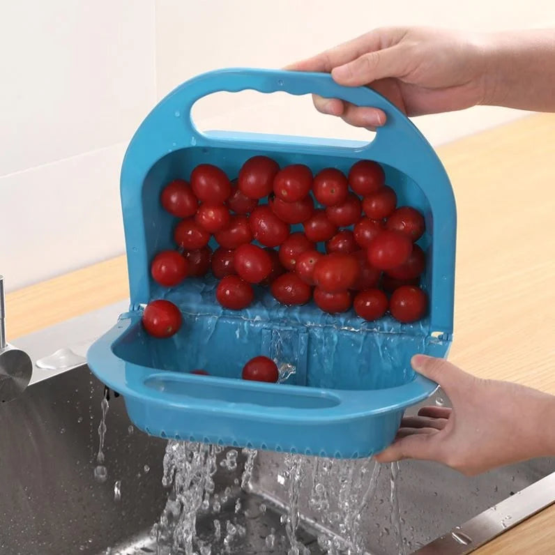 Household Simple Foldable Plastic Vegetable Sink Creative Rectangular Drain Basket Fruit Plate Dishwashing Storage