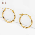 Au750 Big Hoop Earring 18k Real Gold Geometric Square Beads Mini Hoop Earring for Women 18k Pure Gold Metal Hoop Earrings