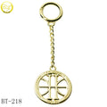 Custom Gold logo Keyrings Zinc Alloy Handbag Hardware Hollow Letter Metal Chain Plate with Spring Ring