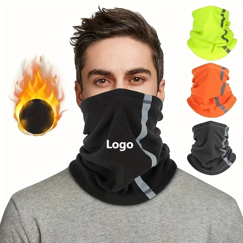 Wholesale Custom Winter Outdoor Sports Polar Fleece Neckerchief Multifunctional Reflective Ski Neck Tube Warmer Bandana Scarf