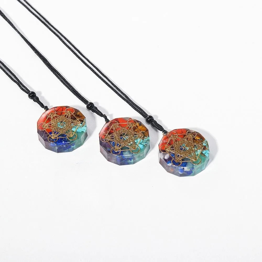 Wholesale Natural Reiki Gemstone Jewelry Spiritual Orgone Crystal 7 Chakra Pendant