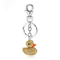 Cute Yellow Duck Shape Keychain Animal Cartoon Keyring Pendant with Bling Rhinestone Inlaid Diamond Crystal Custom Logo