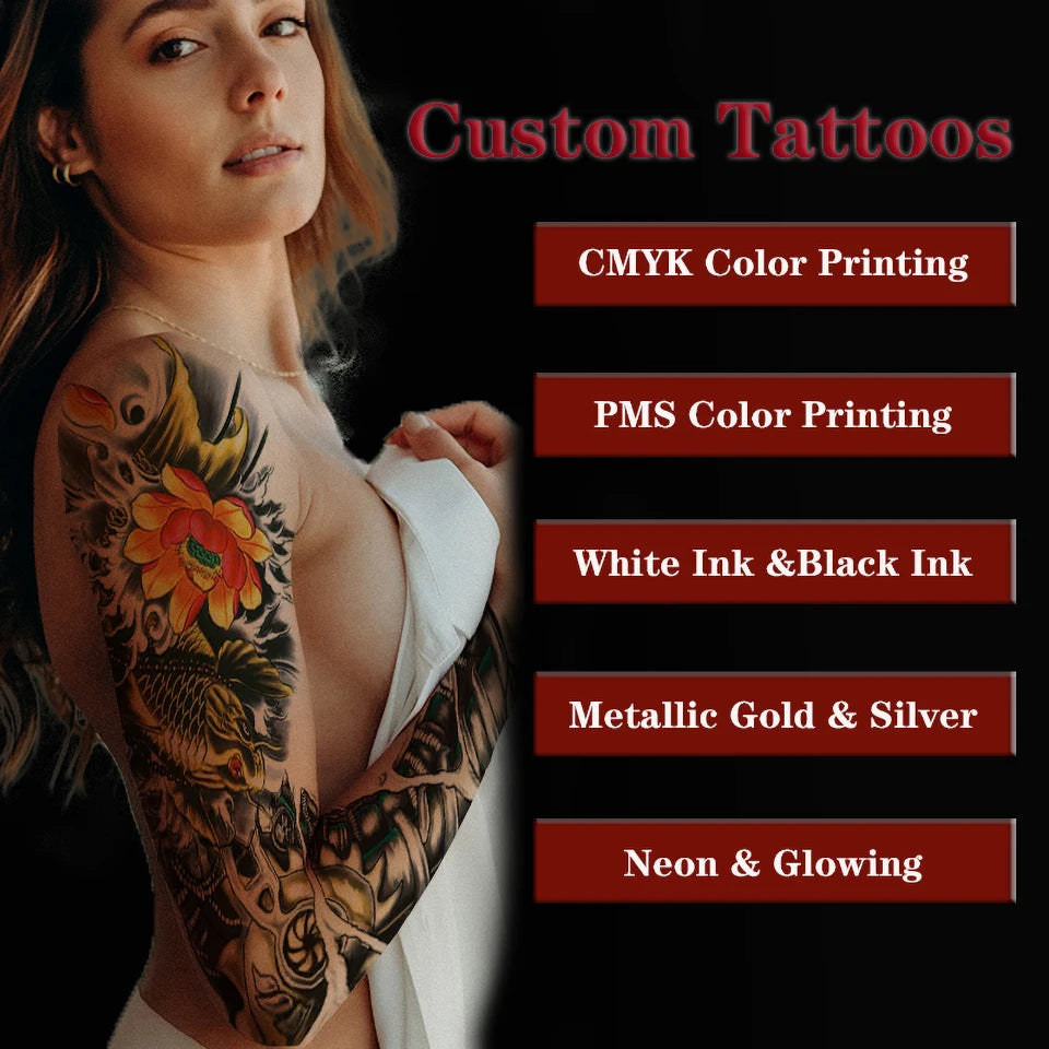 High Quality Temporary Body Arm Sticker Custom & Wholesale Water Transfer Full Arm Sleeve Fake Tattoo Tattoo Stickers