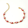 Wholesale Women's 18K Gold PVD Gold Plated Evil Eye Charm Stainless Steel Bracelet Colorful Red Blue Tint Fashionable