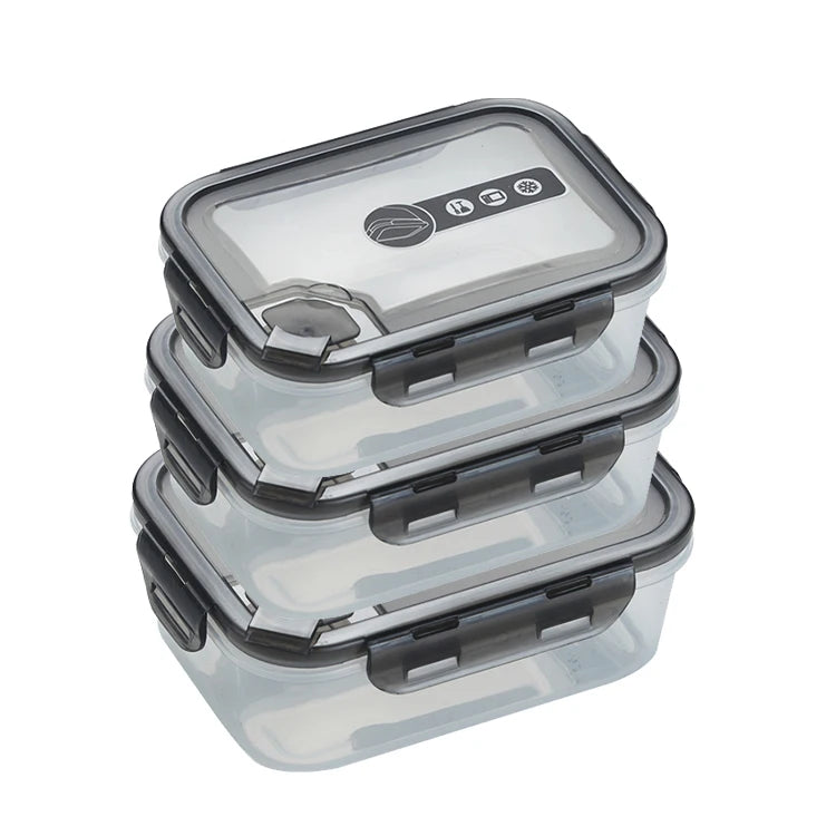 Factory Custom logo Microwaveable Crisper Set Airtight Meal Prep Bento Salad Box Plastic Food Storage Container with Snap Lock
